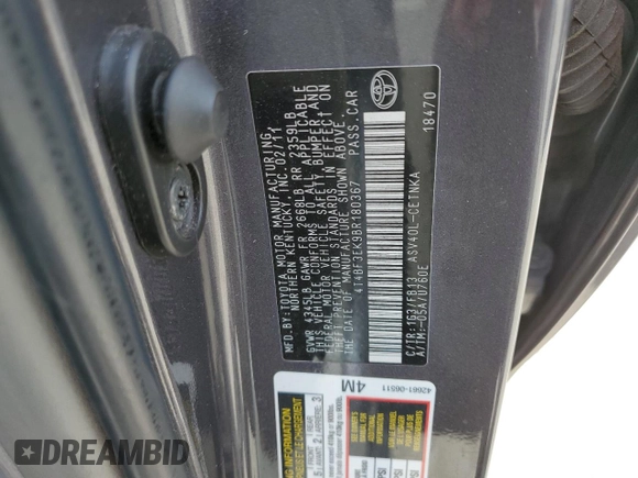 2011 Toyota Camry LE z VIN 4T4BF3EK9BR180367, wystawiony jako Copart lot #57410615 z przebiegiem 226 183 mil mil oraz Szkoda całkowita • Salvage title. Historia ofert i sprzedaży dostępna na DreamBid. Obrazek 12.