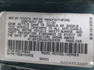 2002 Toyota Camry XLE z VIN 4T1BF32K02U522335, wystawiony jako IAAI lot #42037459 z przebiegiem 214 832 mil mil oraz . Historia ofert i sprzedaży dostępna na DreamBid. Obrazek 9.