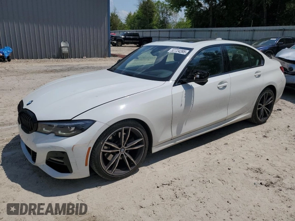 2022 BMW 3 Series 330i with VIN 3MW5R1J06N8C31334, listed as a Copart auction lot 52724395 with 36,445 mi miles and Salvage Title. Bid and sale history available at carsss.com. Image 1.