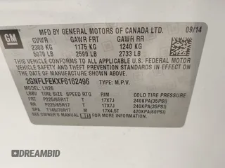 2015 Chevrolet Equinox LT with VIN 2GNFLFEKXF6162496, listed as a IAAI auction lot 42088580 with 178,506 mi miles. Bid and sale history available at carsss.com. Image 9.