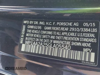 2016 Porsche Cayenne z VIN WP1AA2A25GLA05540, wystawiony jako IAAI lot #41330580 z przebiegiem 71 835 mil mil oraz . Historia ofert i sprzedaży dostępna na DreamBid. Obrazek 9.