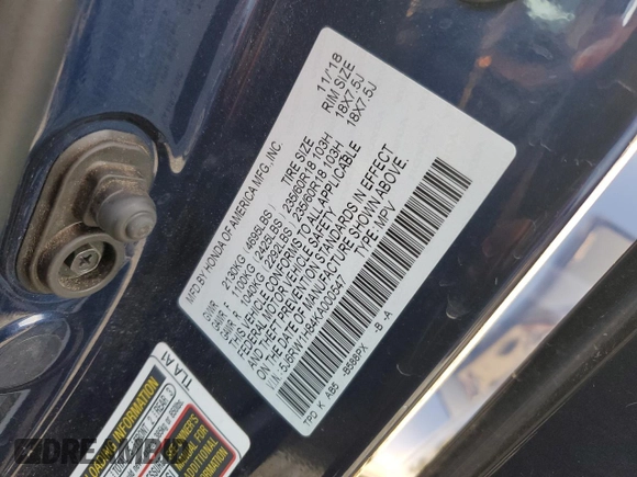2019 Honda CR-V EX-L with VIN 5J6RW1H84KA000547, listed as a Copart auction lot 50088645 with 85,987 mi miles and Salvage Title. Bid and sale history available at carsss.com. Image 13.