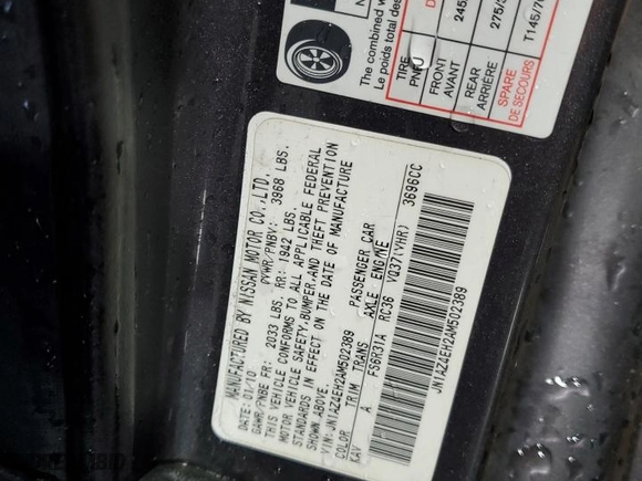 2010 Nissan 370Z Touring with VIN JN1AZ4EH2AM502389, listed as a Copart auction lot 45230315 with 109,478 mi miles and Salvage Title. Bid and sale history available at carsss.com. Image 12.
