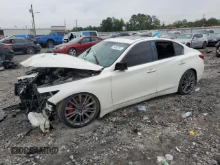 2021 Infiniti Q50 Red Sport 400 with VIN JN1FV7DP5MM850722, listed as a Copart auction lot 74550254 with Not Provided miles and Salvage Title. Bid and sale history available at DreamBid. Image 1.