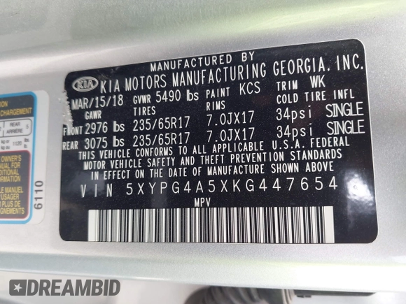2019 Kia Sorento LX z VIN 5XYPG4A5XKG447654, wystawiony jako IAAI lot #41943667 z przebiegiem 84 241 mil mil oraz . Historia ofert i sprzedaży dostępna na DreamBid. Obrazek 9.