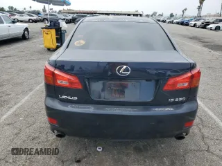 2006 Lexus IS 350 with VIN JTHBE262665006846, listed as a Copart auction lot 58867885 with 191,208 mi miles and Salvage title. Bid and sale history available at DreamBid. Image 6.
