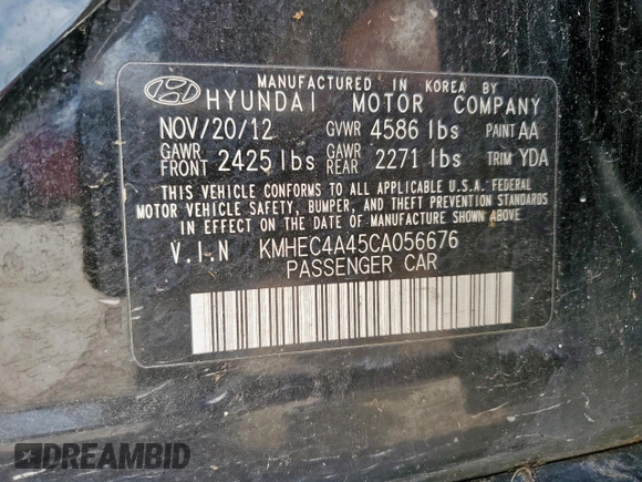 2012 Hyundai Sonata Hybrid z VIN KMHEC4A45CA056676, wystawiony jako Copart lot #59771345 z przebiegiem 200 353 mil mil oraz Czysty tytuł • Clean title. Historia ofert i sprzedaży dostępna na DreamBid. Obrazek 12.