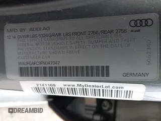 2015 Audi A6 3.0T Premium Plus with VIN WAUFGAFC9FN047047, listed as a IAAI auction lot 41328488 with 83,840 mi miles. Bid and sale history available at carsss.com. Image 9.