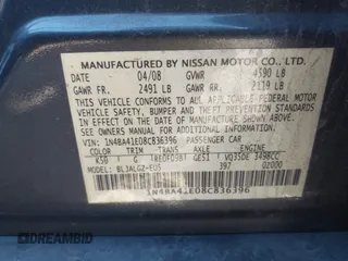 2008 Nissan Maxima 3.5 SL with VIN 1N4BA41E08C836396, listed as a IAAI auction lot 41729409 with 223,106 mi miles. Bid and sale history available at carsss.com. Image 9.