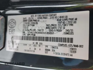 2013 Ford Escape SE with VIN 1FMCU9G94DUC89551, listed as a Copart auction lot 42005035 with 244,906 mi miles and Clean Title. Bid and sale history available at carsss.com. Image 13.