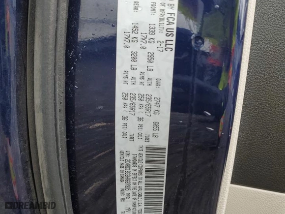 2017 Chrysler Pacifica Touring-L with VIN 2C4RC1BG9HR687995, listed as a Copart auction lot 52012815 with 64,609 mi miles and Salvage Title. Bid and sale history available at carsss.com. Image 14.