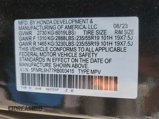 2024 Honda Odyssey Sport with VIN 5FNRL6H77RB003415, listed as a Copart auction lot 43627575 with 19,927 mi miles and Salvage Title. Bid and sale history available at DreamBid. Image 15.