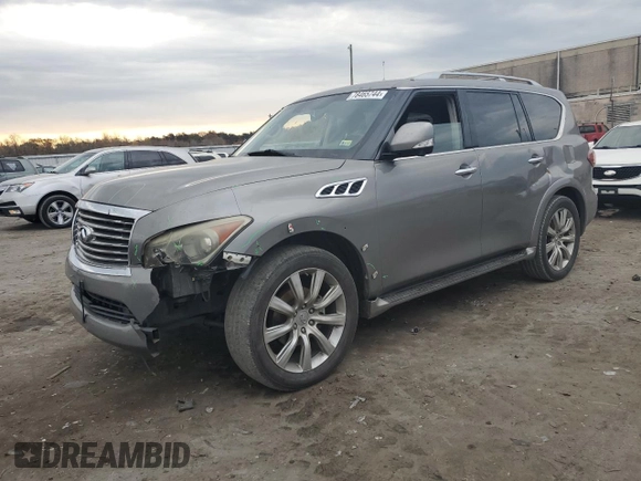 2012 Infiniti QX56 7-passenger with VIN JN8AZ2NE2C9021981, listed as a Copart auction lot 78465744 with 195,422 mi miles and Salvage Title. Bid and sale history available at carsss.com. Image 1.