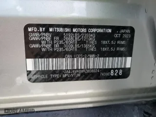 2024 Mitsubishi Outlander SE with VIN JA4J4VA8XRZ608024, listed as a Copart auction lot 45488955 with 11,283 mi miles and Salvage Title. Bid and sale history available at carsss.com. Image 14.