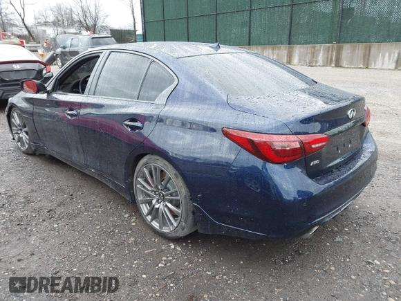 2021 Infiniti Q50 Red Sport 400 with VIN JN1FV7DR7MM880161, listed as a IAAI auction lot 41921069 with 27,323 mi miles and . Bid and sale history available at DreamBid. Image 3.