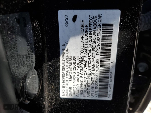 2024 Acura Integra w/A-Spec Package with VIN 19UDE4H30RA002395, listed as a Copart auction lot 48757405 with 7,493 mi miles and Salvage Title. Bid and sale history available at carsss.com. Image 14.