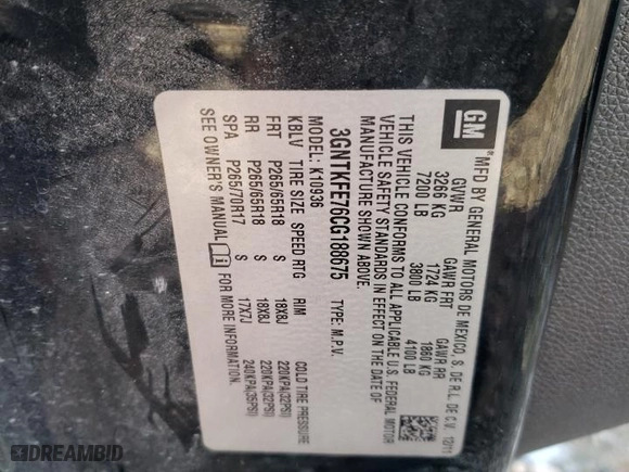2012 Chevrolet Avalanche LT with VIN 3GNTKFE76CG188675, listed as a Copart auction lot 42225645 with 161,382 mi miles and Salvage Title. Bid and sale history available at carsss.com. Image 12.