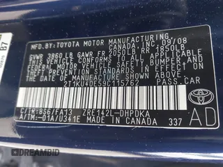 2009 Toyota Matrix with VIN 2T1KU40E59C115762, listed as a IAAI auction lot 42139583 with 184,545 mi miles and . Bid and sale history available at DreamBid. Image 9.