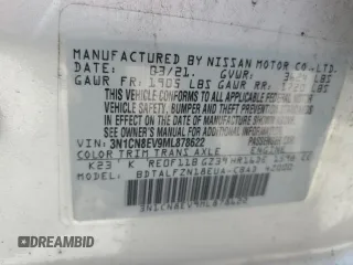 2021 Nissan Versa SV with VIN 3N1CN8EV9ML878622, listed as a Copart auction lot 62335025 with 88,278 mi miles and Non repairable. Bid and sale history available at DreamBid. Image 12.