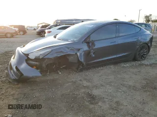 2022 Tesla Model 3 Performance with VIN 5YJ3E1EC4NF127821, listed as a Copart auction lot 45241405 with 141,409 mi miles and Salvage Title. Bid and sale history available at carsss.com. Image 1.