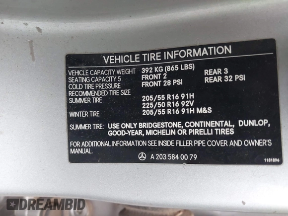2002 Mercedes-Benz C 230/260/280/320 with VIN WDBRF61J42F252428, listed as a IAAI auction lot 41545680 with Not provided miles and . Bid and sale history available at DreamBid. Image 9.