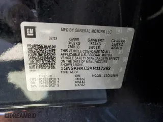 2019 Chevrolet Suburban LT with VIN 1GNSKHKC3KR117263, listed as a Copart auction lot 52772655 with 189,917 mi miles and Clean Title. Bid and sale history available at carsss.com. Image 13.