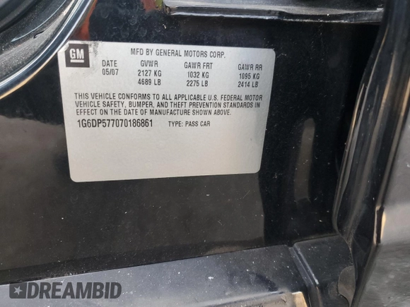 2007 Cadillac CTS with VIN 1G6DP577070186861, listed as a Copart auction lot 41457195 with 148,125 mi miles and Salvage Title. Bid and sale history available at DreamBid. Image 13.