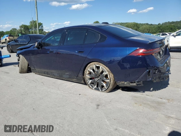 2024 BMW i5 M60 with VIN WBY43FK07RCR79924, listed as a Copart auction lot 58249825 with 17,589 mi miles and Salvage title. Bid and sale history available at DreamBid. Image 2.