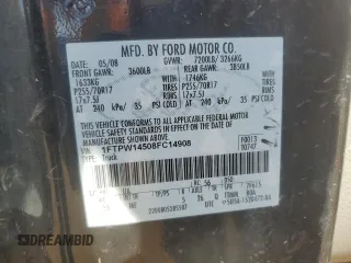 2008 Ford F-150 XLT z VIN 1FTPW14508FC14908, wystawiony jako Copart lot #60247045 z przebiegiem 48 223 mil mil oraz Szkoda całkowita • Salvage title. Historia ofert i sprzedaży dostępna na DreamBid. Obrazek 12.