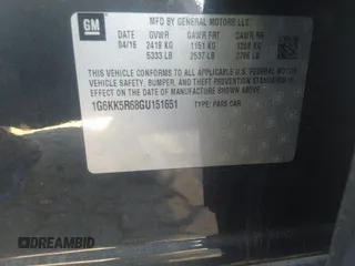2016 Cadillac CT6 Platinum AWD with VIN 1G6KK5R68GU151651, listed as a IAAI auction lot 41527079 with 89,139 mi miles and . Bid and sale history available at DreamBid. Image 9.
