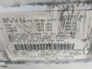 2012 Mitsubishi Galant ES with VIN 4A32B3FF3CE014186, listed as a IAAI auction lot 41720822 with 186,256 mi miles. Bid and sale history available at carsss.com. Image 9.