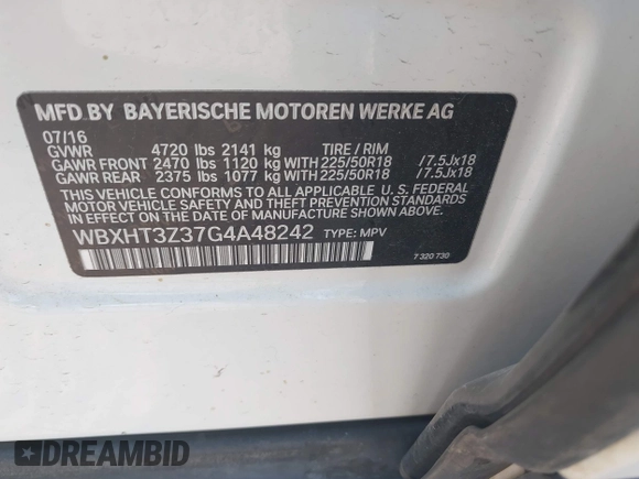 2016 BMW X1 xDrive28i z VIN WBXHT3Z37G4A48242, wystawiony jako IAAI lot #42473404 z przebiegiem 34 309 mil mil oraz . Historia ofert i sprzedaży dostępna na DreamBid. Obrazek 9.