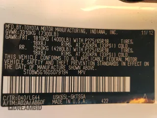 2013 Toyota Sequoia SR5 with VIN 5TDBW5G16DS079194, listed as a Copart auction lot 42628045 with 165,075 mi miles and Salvage Title. Bid and sale history available at carsss.com. Image 15.