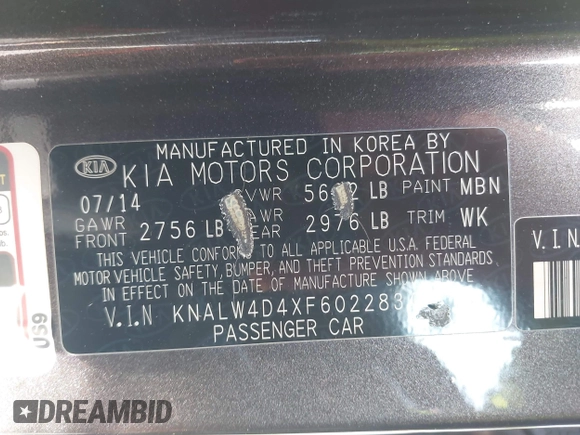 2015 Kia K900 Luxury with VIN KNALW4D4XF6022834, listed as a IAAI auction lot 42582930 with 140,116 mi miles and . Bid and sale history available at DreamBid. Image 9.