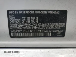 2014 BMW 3 Series 328i with VIN WBA3C1C53EK112799, listed as a Copart auction lot 61493585 with Not provided miles and Salvage title. Bid and sale history available at DreamBid. Image 12.