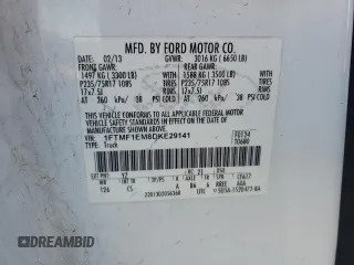 2013 Ford F-150 XL with VIN 1FTMF1EM8DKE29141, listed as a Copart auction lot 88806245 with 191,446 mi miles and Salvage Title. Bid and sale history available at DreamBid. Image 14.