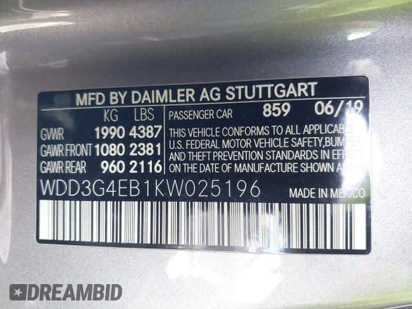 2019 Mercedes-Benz A 220 z VIN WDD3G4EB1KW025196, wystawiony jako IAAI lot #41861125 z przebiegiem 79 396 mil mil oraz . Historia ofert i sprzedaży dostępna na DreamBid. Obrazek 9.