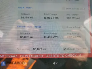 2021 Tesla Model Y Long Range with VIN 5YJYGDEEXMF192447, listed as a Copart auction lot 53550055 with 65,673 mi miles and Salvage Title. Bid and sale history available at DreamBid. Image 9.