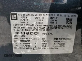 2014 Cadillac SRX Luxury Collection with VIN 3GYFNEE39ES535558, listed as a Copart auction lot 53928855 with Not Provided miles and Clean Title. Bid and sale history available at carsss.com. Image 13.