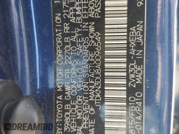 2010 Toyota Prius II z VIN JTDKN3DU8A0096549, wystawiony jako Copart lot #57562945 z przebiegiem 233 840 mil mil oraz Czysty tytuł • Clean title. Historia ofert i sprzedaży dostępna na DreamBid. Obrazek 12.