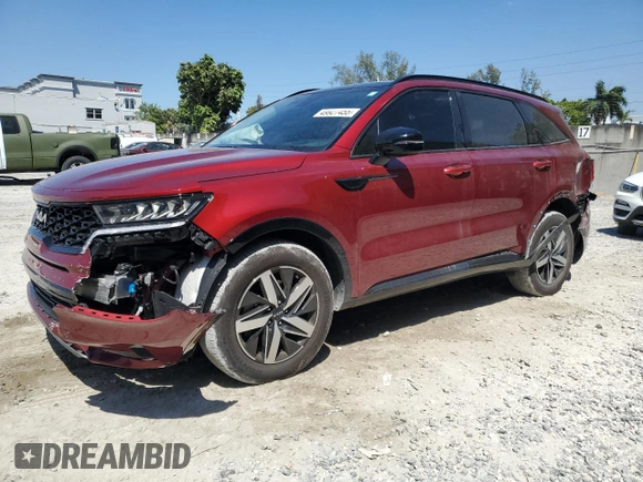 2023 Kia Sorento S with VIN 5XYRL4LC6PG208285, listed as a Copart auction lot 49927455 with 25,216 mi miles and Salvage Title. Bid and sale history available at DreamBid. Image 1.