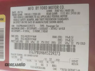 2017 Ford Mustang EcoBoost Premium z VIN 1FATP8UH6H5239273, wystawiony jako IAAI lot #41684562 z przebiegiem 106 222 mil mil oraz . Historia ofert i sprzedaży dostępna na DreamBid. Obrazek 9.