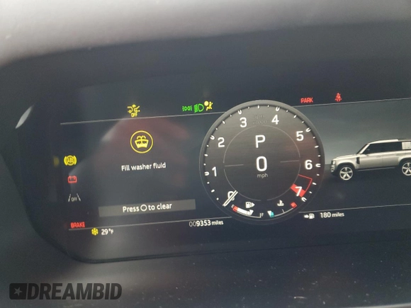 2024 Land Rover Defender S with VIN SALEJ7EU4R2330810, listed as a Copart auction lot 43918465 with 9,353 mi miles and Salvage title. Bid and sale history available at DreamBid. Image 9.