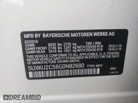 2016 BMW X6 xDrive35i with VIN 5UXKU2C56G0N82680, listed as a Copart auction lot 72939013 with 108,030 mi miles. Bid and sale history available at carsss.com. Image 13.