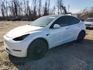 2020 Tesla Model Y Long Range with VIN 5YJYGDEE2LF041925, listed as a Copart auction lot 47092675 with 75,871 mi miles and Salvage Title. Bid and sale history available at DreamBid. Image 1.