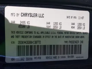 2008 Dodge Charger with VIN 2B3KA43G88H138772, listed as a IAAI auction lot 42001065 with 92,592 mi miles. Bid and sale history available at carsss.com. Image 9.