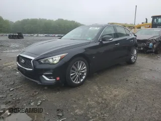 2018 Infiniti Q50 Luxe with VIN JN1EV7AR5JM442833, listed as a Copart auction lot 56628175 with 92,127 mi miles and Salvage title. Bid and sale history available at DreamBid. Image 1.