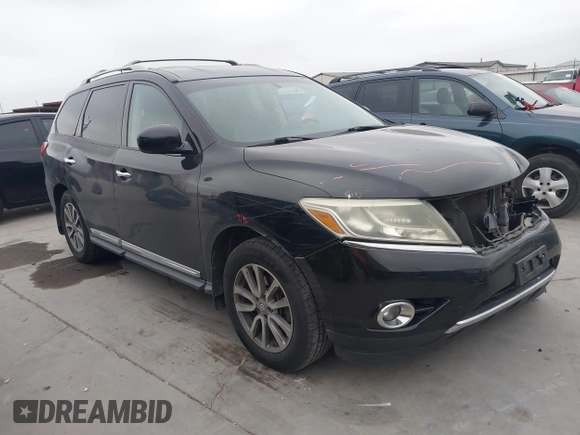 2014 Nissan Pathfinder SV with VIN 5N1AR2MN7EC642485, listed as a IAAI auction lot 41289930 with 156,759 mi miles. Bid and sale history available at carsss.com. Image 1.