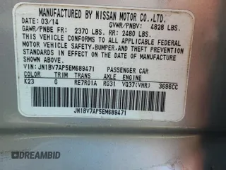 2014 Infiniti Q50 Sport with VIN JN1BV7AP5EM689471, listed as a Copart auction lot 49716815 with 110,461 mi miles and Salvage Title. Bid and sale history available at DreamBid. Image 12.