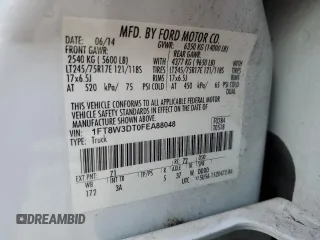 2015 Ford F-350 Lariat with VIN 1FT8W3DT0FEA88048, listed as a Copart auction lot 59097135 with Not provided miles and Salvage title. Bid and sale history available at DreamBid. Image 13.
